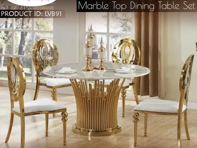 Marble dining table set for 6