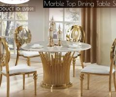 Marble dining table set for 6