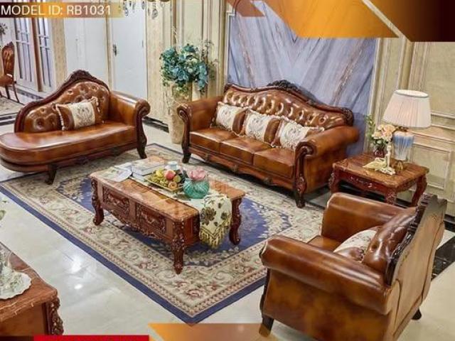 Wooden leather Sofa