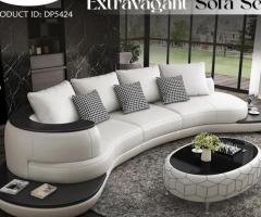 Curved leather sofa