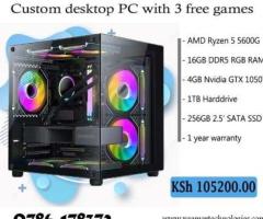 Poweful custom mid tower Ryzen 5 desktop Computer